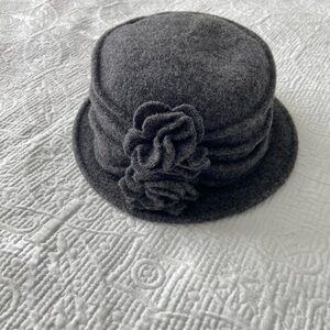 Scala Vintage Inspired Charcoal 100% Boiled Wool Cloche Hat One Size